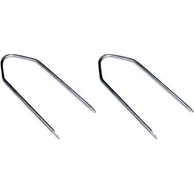 Two gleaming U-shaped metal tools, presumably used for removing an audio system from a vehicle.