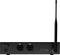'Rear view of a wireless audio device with two combo sockets and a protruding antenna on the right side.'