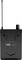 Black, portable radio receiver with antenna and belt clip on the back, typically used for microphones.