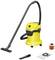 Yellow wet and dry vacuum cleaner with long suction tube, floor nozzle, filter and dust bag. Suitable for versatile cleaning tasks.