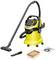 'Wet and dry vacuum cleaner with yellow body, flexible suction hose, brush attachment and accessories, suitable for various cleaning tasks.'