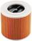A cylindrical, orange air filter with white edges and a central opening.