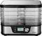 An electric food dehydrator with multiple transparent trays and a digital display showing 10:00 and 75°C.