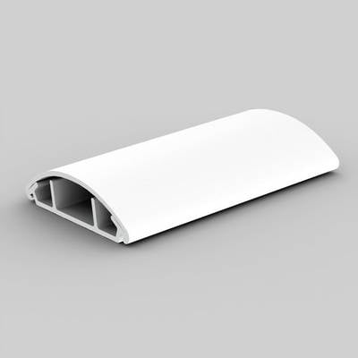 A white, curved plastic profile with hollow spaces, likely a component for a cover or similar applications.