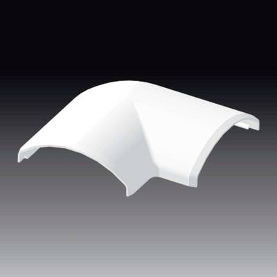 White, curved plastic cover against a grey background. Used for fastening or protection in technical applications.