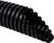 A black, flexible plastic hose with a wavy surface and flattened end, suitable for cable protection.
