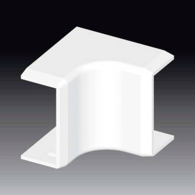 A white, L-shaped plastic component against a grey background.
