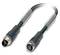 A black data cable with round connectors at both ends, suitable for industrial applications.