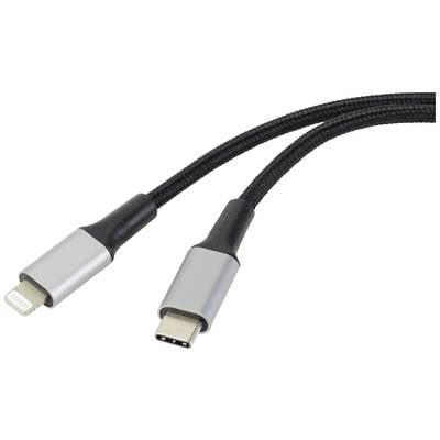 Renkforce USB-C®, Apple Lightning Cable [1x USB 2.0 connector C - 1x Apple Dock lightning plug] 1.00 m Recycled cable ja
