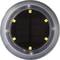 Round solar panel with six yellow LEDs along the edges.