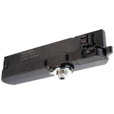 A black adapter by Deko-Light with a connection piece and switch, for electrical connection and control of lighting systems.