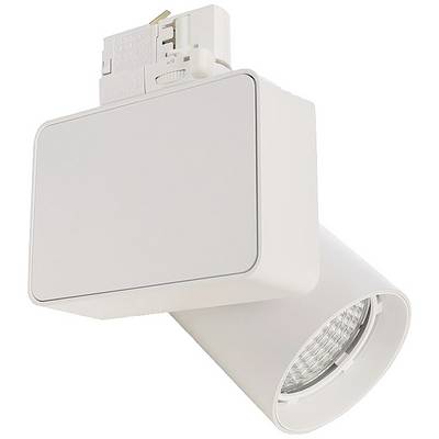 A white LED spotlight with an adjustable cylinder, suitable for track systems. Ideal for targeted lighting in interior spaces.
