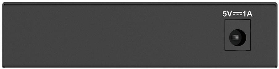 Black power supply connection with '5V---1A' inscription on the right, in a rectangular shape.