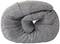 Soft grey neck pillow, rolled and plushly padded, perfect for travelling.