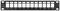 A black patch panel with twelve numbered ports from 1 to 12, used for organising network cables, against a white background.