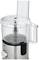 Kitchen food processor with transparent mixing attachment and stainless steel casing, suitable for chopping and blending ingredients.