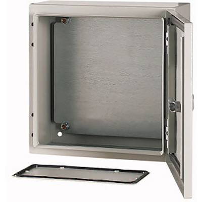 Open metal cabinet with a door and removable lid, suitable for securely storing items.