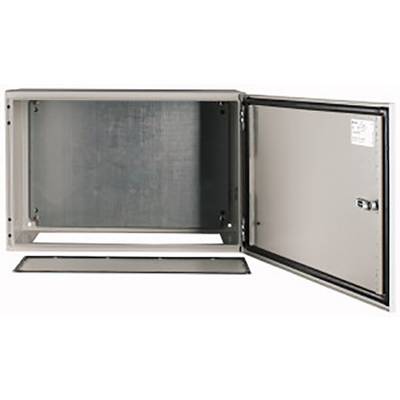 An open metal cabinet with a viewing window on the door. The cabinet is empty and suitable for wall mounting.