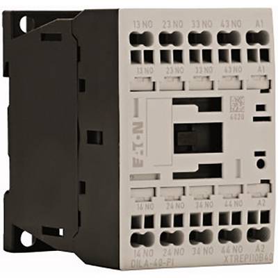A white-grey electric contactor from Eaton, model 'XTEP1D964Q'. It has multiple connection terminals and a square shape.