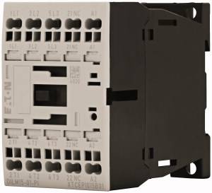 An electrical contactor with multiple plug connections, suitable for controlling electrical loads in industrial applications.