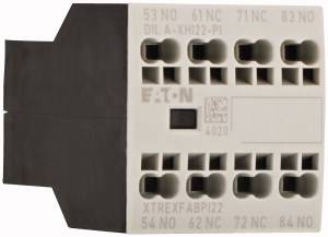 A white, rectangular electrical plug with multiple numbered terminals and a black back cover.