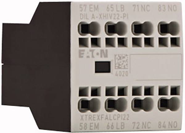 An electrical plug module with multiple connections and printed labels. Suitable for industrial applications.