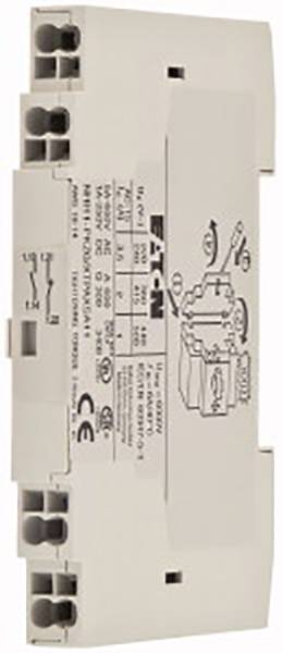 Electrical component with technical specifications and brand logo on the surface, potentially a circuit breaker or protective switch.