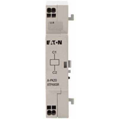 Switchgear by EATON with inscription 'A-PKZ0 XTPAXSR', showing electrical connections and symbols, likely part of a switchboard.