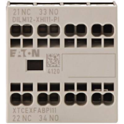 An EATON relay with the designations 21 NC, 33 NO, DILM12-XHI11-PI, XTCEXFABPIII. Contains multiple slots and connections.