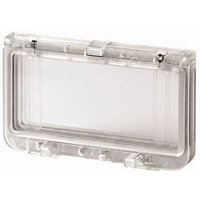 A transparent, rectangular plastic container with a lid, designed for storing or protecting small items.