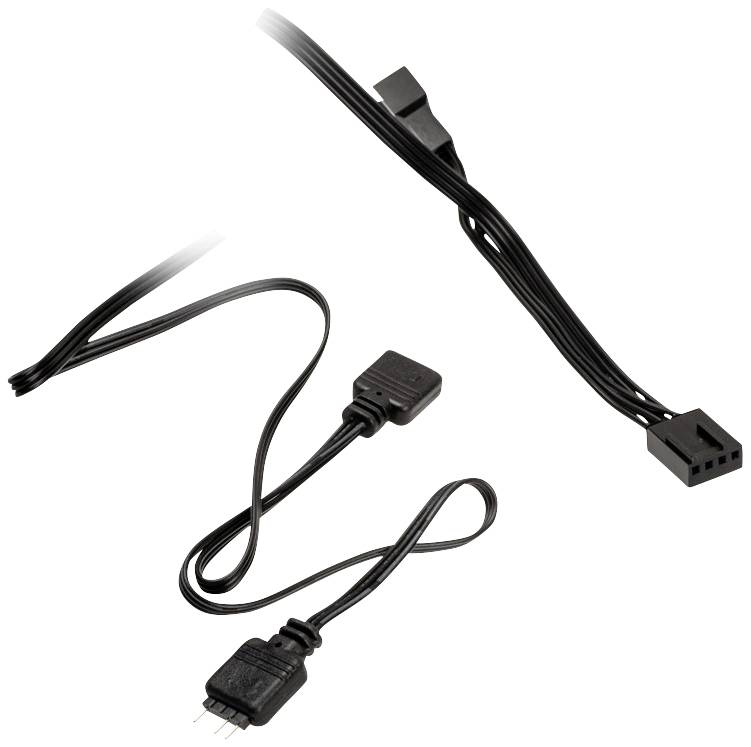 'Black Adaptor Cables for Computer Cooling' – displays various black computer connection cables with connectors.