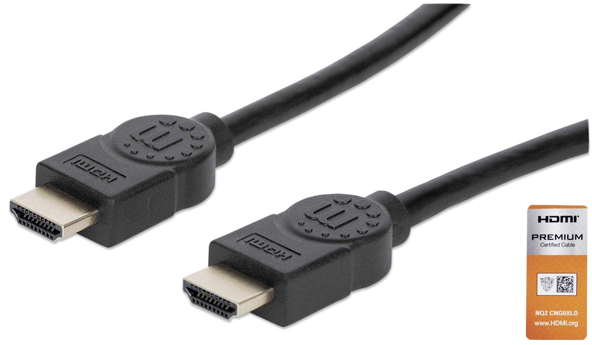 Manhattan HDMI Cable HDMI-A plug, HDMI-A plug 1.80 m Black 355346 Audio Return Channel, gold plated connectors HDMI cabl-5