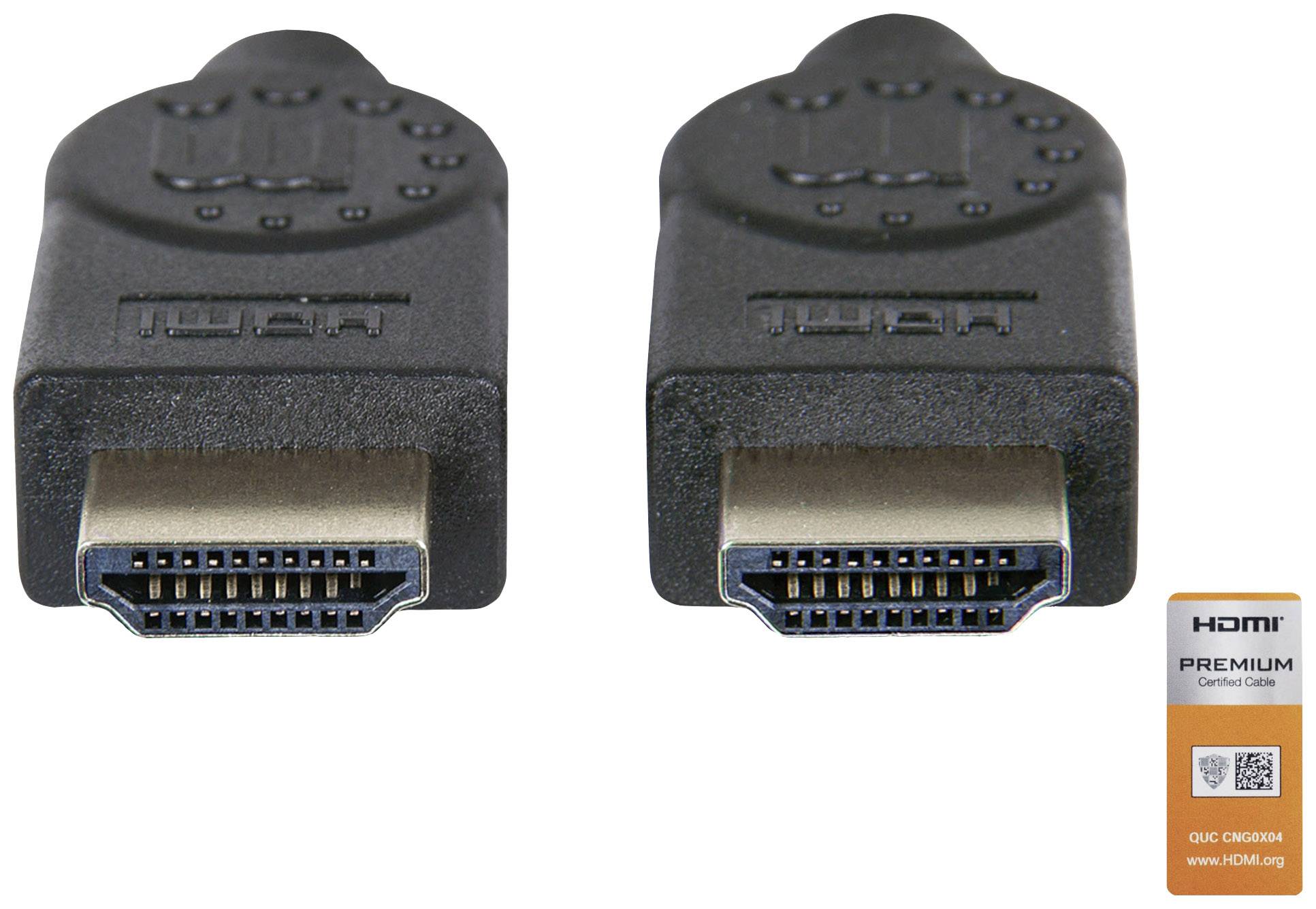 Manhattan HDMI Cable HDMI-A plug, HDMI-A plug 1.80 m Black 355346 Audio Return Channel, gold plated connectors HDMI cabl-2