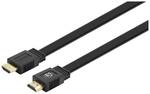 Manhattan flat high-speed HDMI cable with Ethernet channel 4K@60Hz UHD HDMI plug to HDMI plug 5 m HDR HEC ARC gold-plated contacts black
