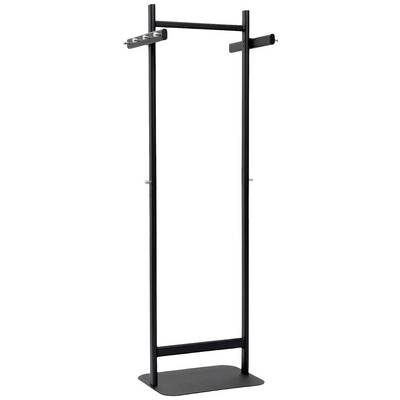 A black coat stand with multiple hooks at the top and a sturdy base. Ideal for offices or hallways.