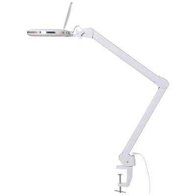 'Adjustable magnifying lamp with clamp, suitable for precision work or detailed inspection.'