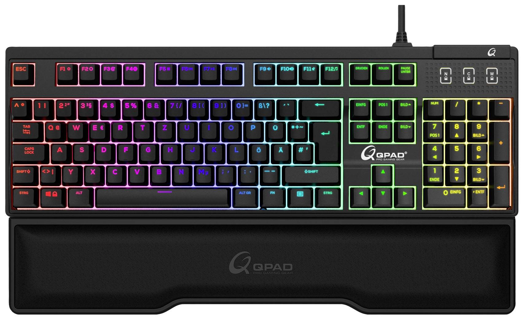 MK75-DE Corded Gaming keyboard Backlit, Switch: wrist support mat German, QWERTZ Black, RGB | Conrad.com