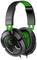 Black gaming headphones with green accents on the headband and ear cushions. Brand logo visible on the ear cup.