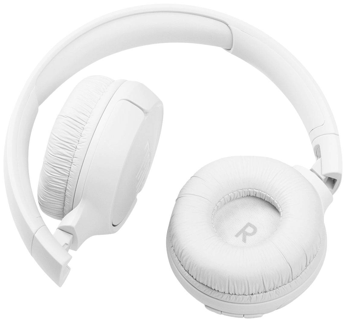 White over-ear headphones with padded ear cups that provide a comfortable listening experience.