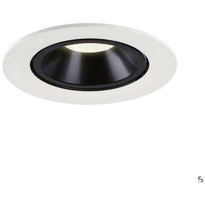 Round recessed light with black inner reflector and white outer rim, illuminating downwards.