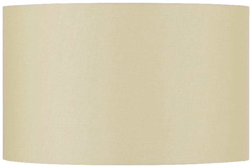 A plain, beige, cylindrical lampshade in close-up.