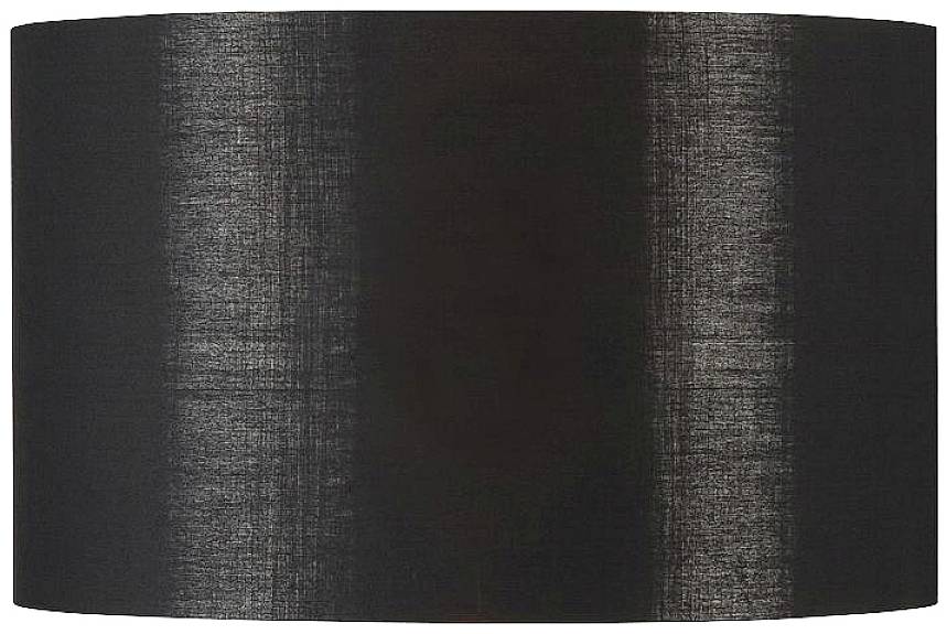Black, cylindrical fabric lampshade, subtly textured, evenly illuminated. Timeless design for interior spaces.