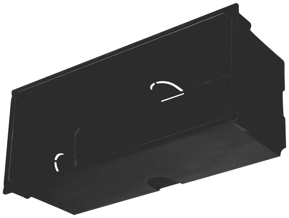 A black plastic insert for a car radio or similar device, designed for storing CDs or small items in the dashboard.