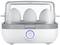 Electric egg boiler with three eggs.