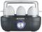 A black egg cooker by Severin with three eggs, a transparent lid, a central control button, and an illuminated ring.