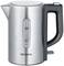 Silver electric kettle with a black handle, transparent window with markings for 0.2 to 0.5 litre capacity, Severin brand.