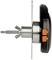 Side view of a black and orange radio adapter with a metal bracket and screw, shown against a white background.