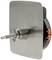 A stainless steel fixing component with visible screws and orange mechanical parts on the side.