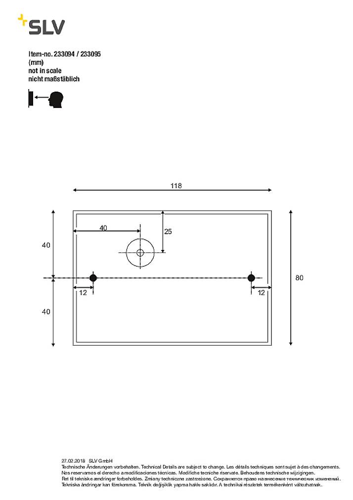 'Technical drawing of a rectangular object with dimensions shown in mm. Company logo in the top left. Not to scale.'