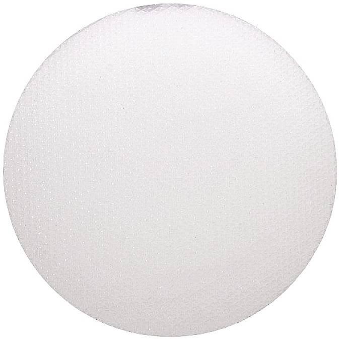 A round, white, textured foam circle. Use it as a craft material or to protect fragile items.